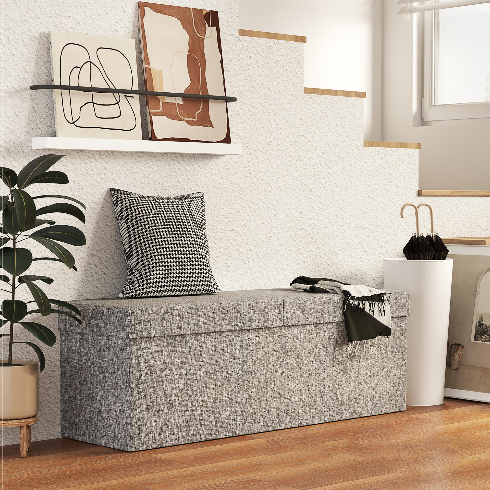 SITZBANK mit Stauraum, 110 x 38 x 38 cm Dunkelgrau - Dunkelgrau, Kunststoff (110/38/38cm) - HOMCOM