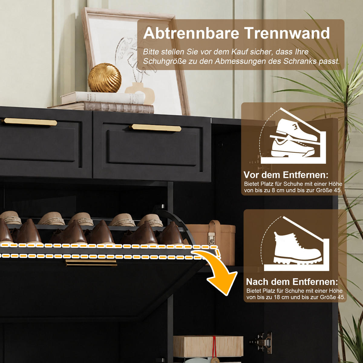 SCHUHSCHRANK Schwarz 120/24/107 cm - Schwarz, Holzwerkstoff (120/107/24cm) - PANGIVO