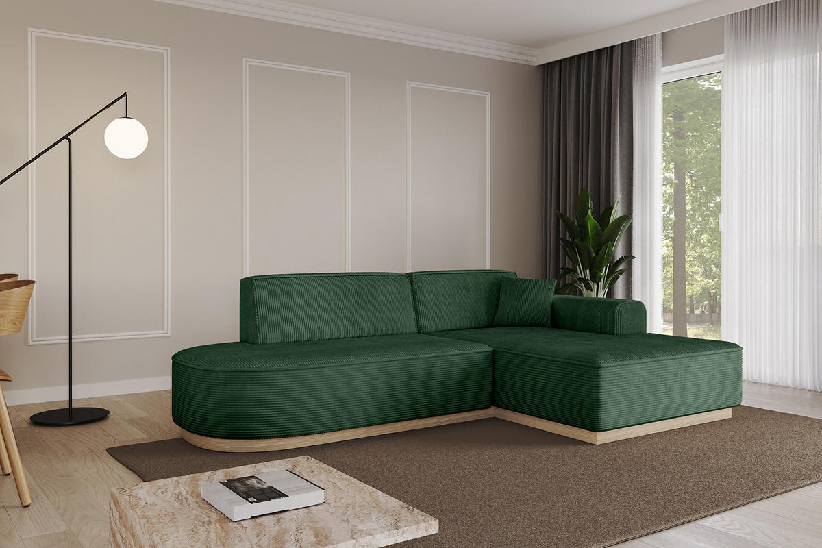 ECKSOFA Ottomane Rechts IREA-L1 - 232x165x80 cm Grün - Currygelb, Holzwerkstoff/Textil (232/165cm) - ALTDECOR