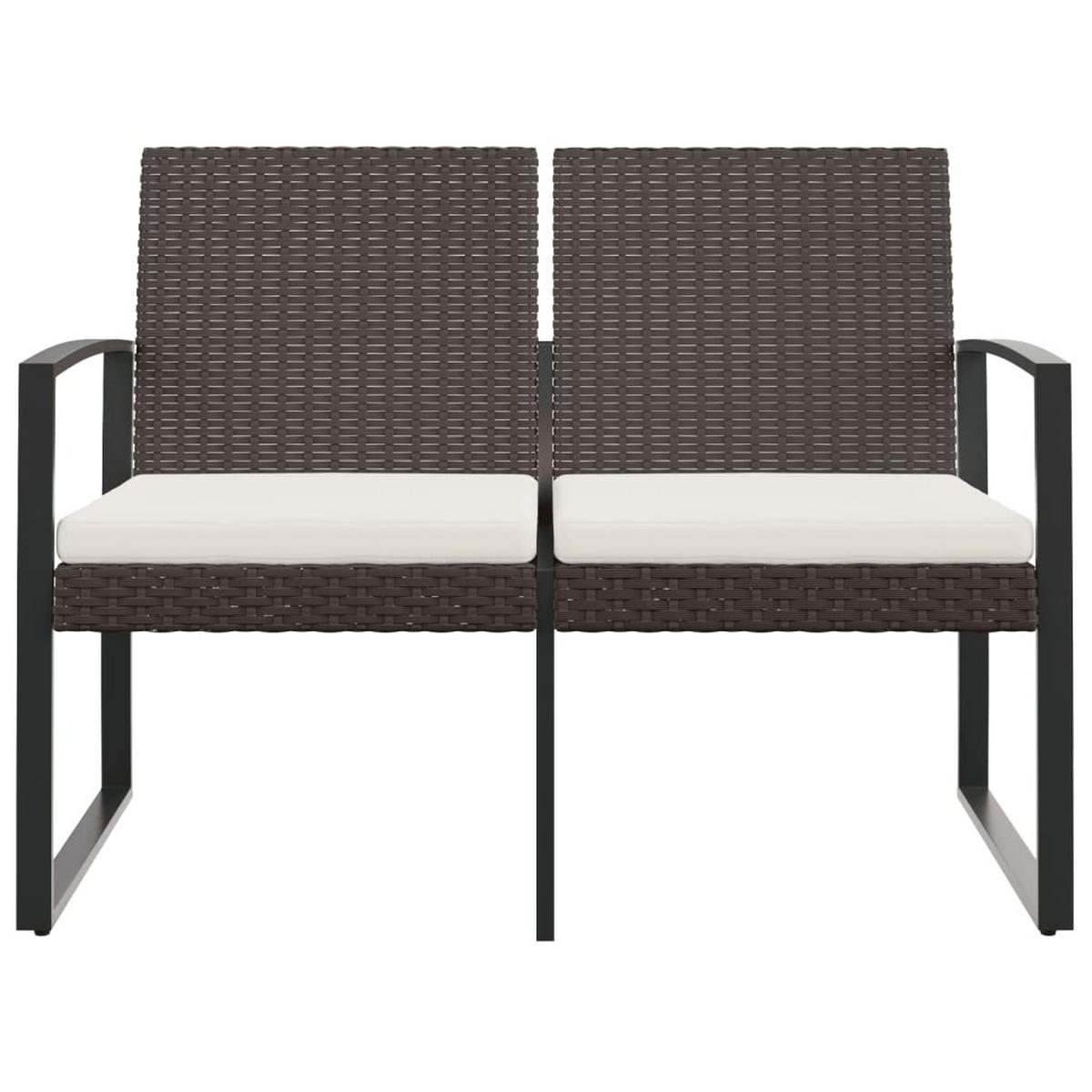 GARTENBANK 2-Sitzer mit Kissen Braun PP-Rattan - Braun, Kunststoff (103.5/77.5/57cm) - furnicato