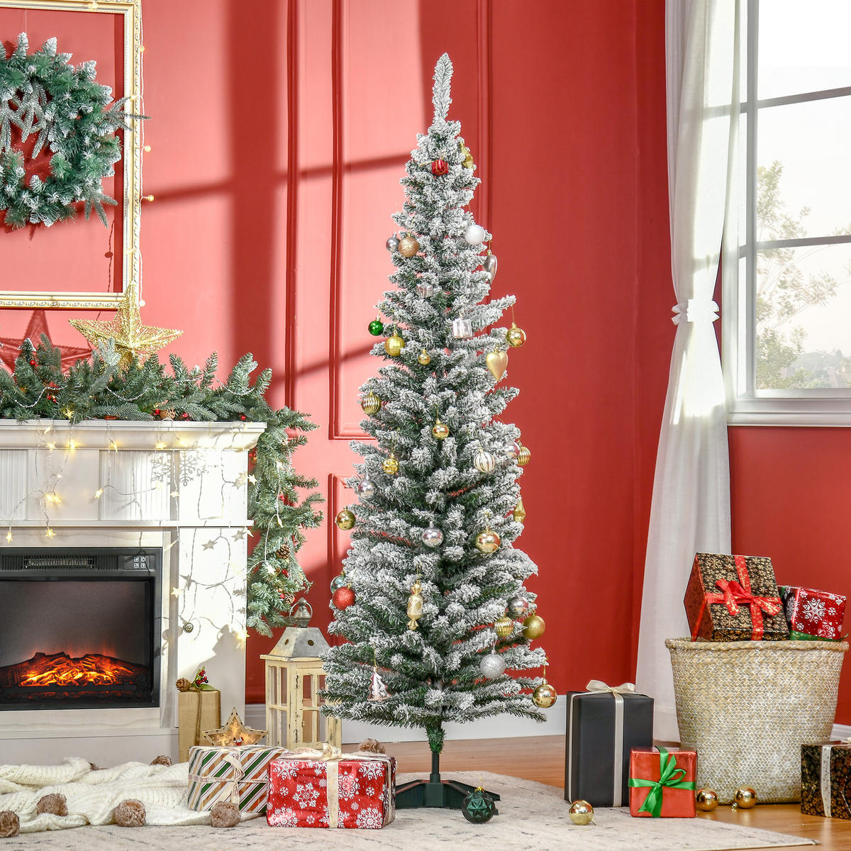 WEIHNACHTSBAUM DE-41528 beschneit 210 cm Grün/Weiß - Weiß/Grün, Kunststoff (180cm) - ComfortXL