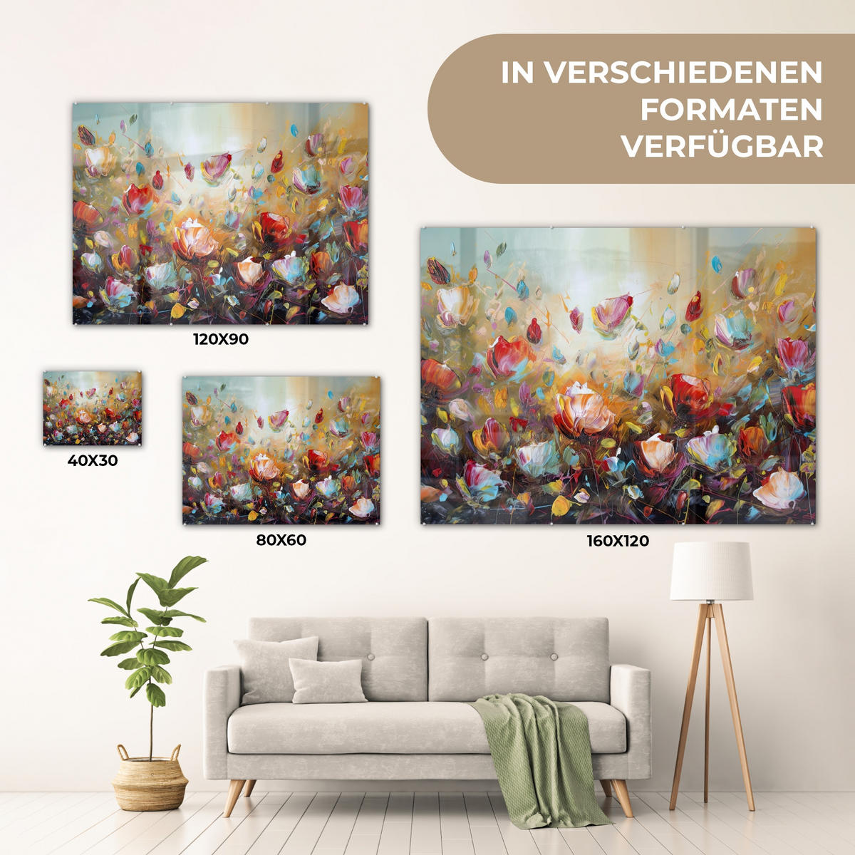 OBRAZ NA AKRYLOVOM SKLE Kvety - Umenie - Príroda - Olejomaľba 80x60 cm - viacfarebná, sklo (80/60cm) - MuchoWow