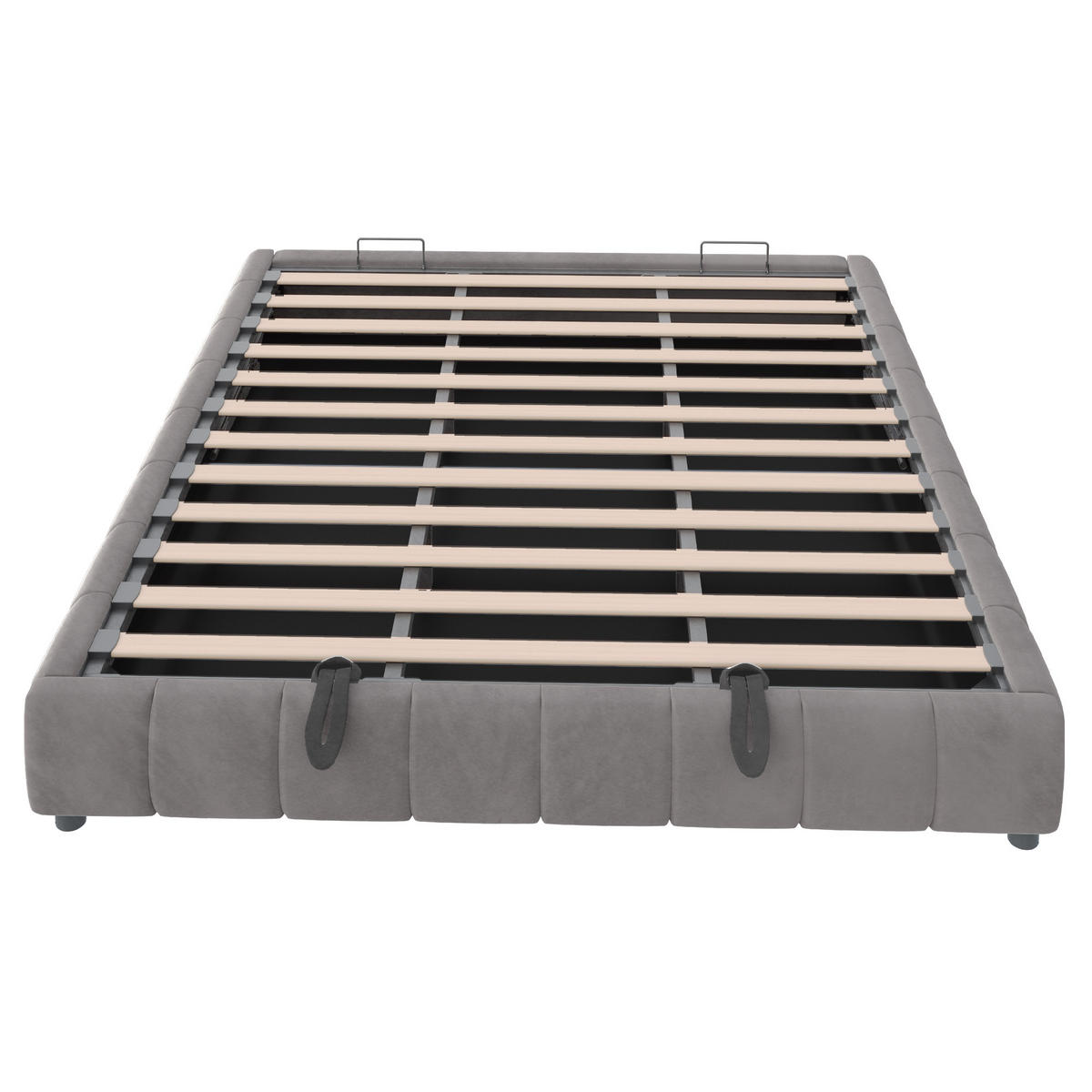 POLSTERBETT 180/200 cm grau mit LED-Beleuchtung und hydraulischem Stauraum - Grau, Textil (180/200cm) - OKWISH