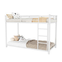 ETAGENBETT 90/200 cm Weiß aus Metall für Kinder mit Sicherheitsleisten - Weiß, Metall (90/200cm) - Flora Grace