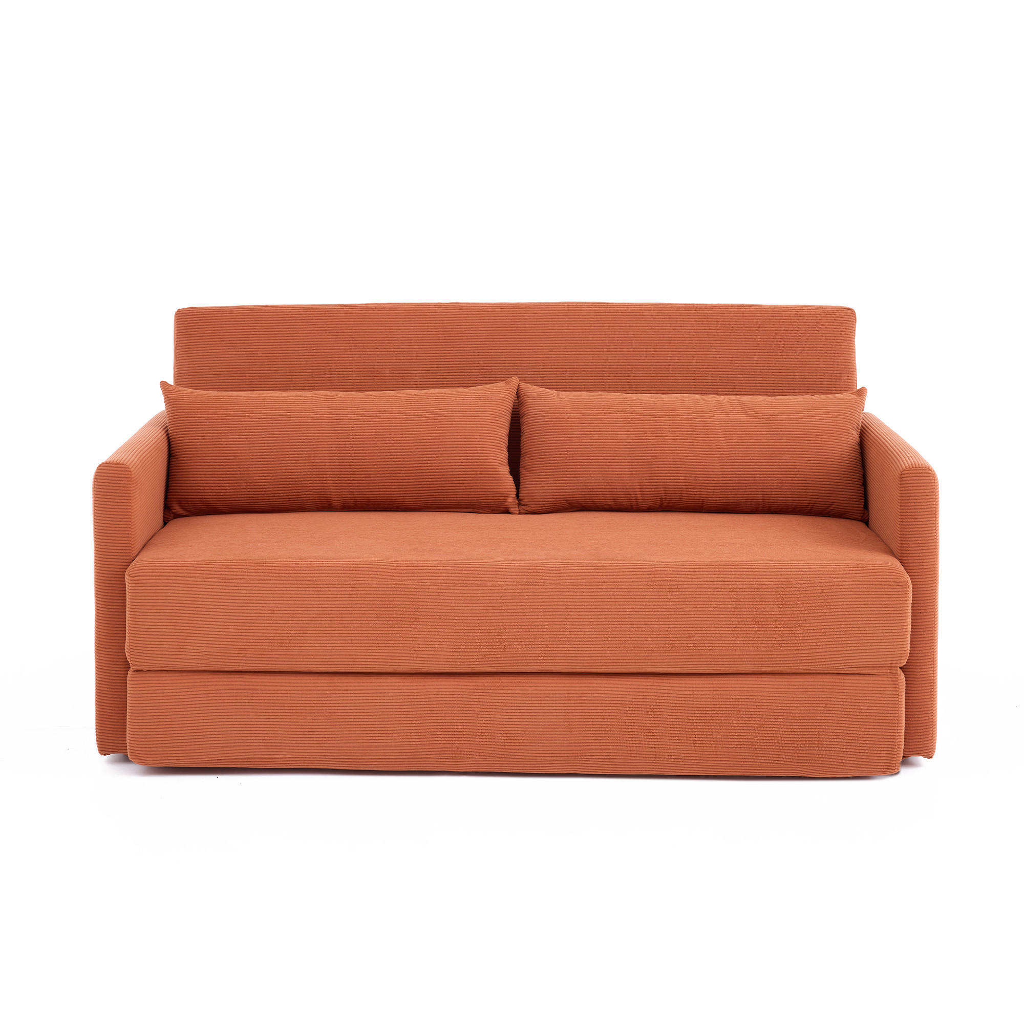 2-SITZER SCHLAFSOFA Cord Orange mit 2 Lendenkissen und 2 Magazintaschen - Orange, Holzwerkstoff/Textil (165/67/212cm) - WISHDOR