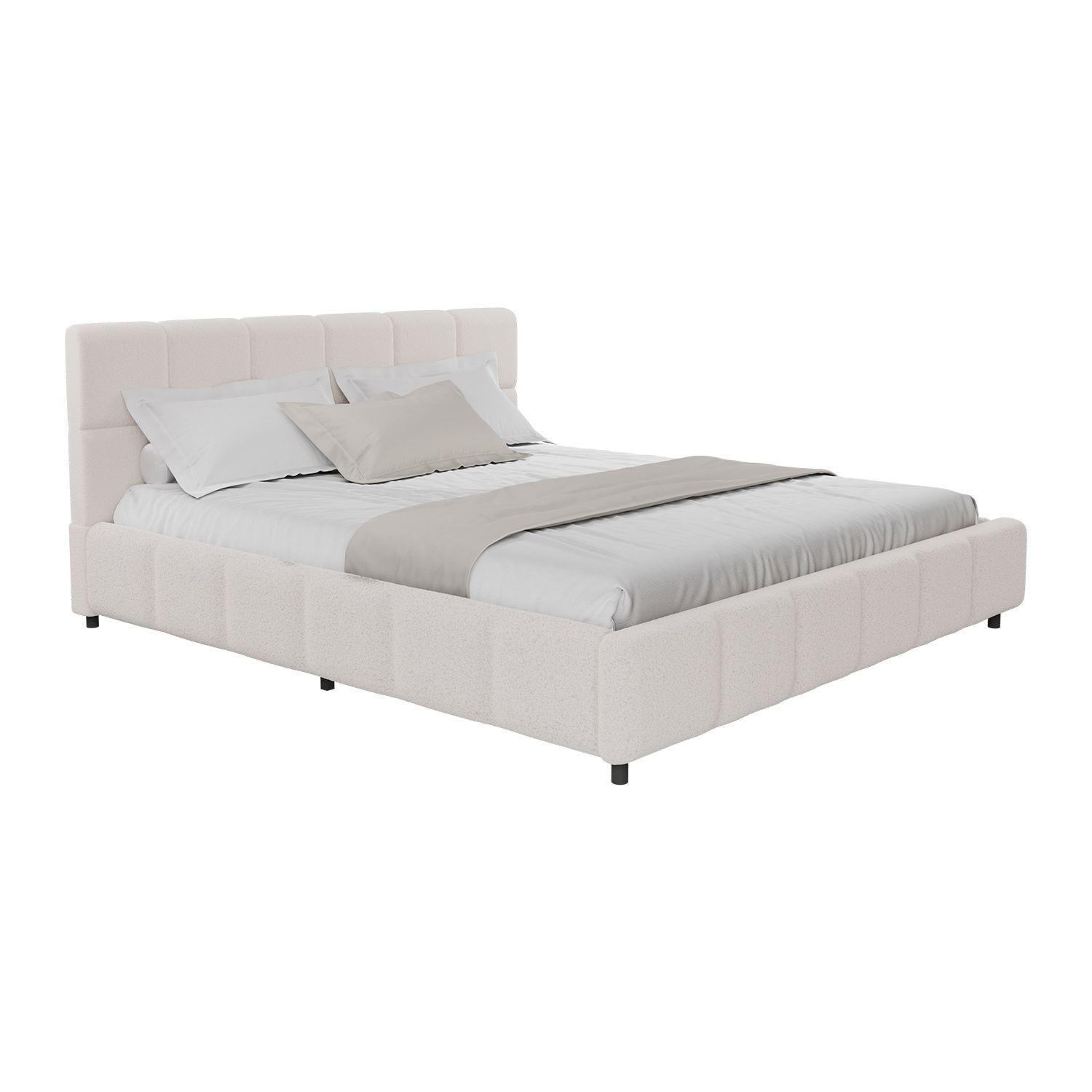 POLSTERBETT Florenz creme 180x200 cm mit Matratze - Creme, Holz (180/200cm) - Juskys