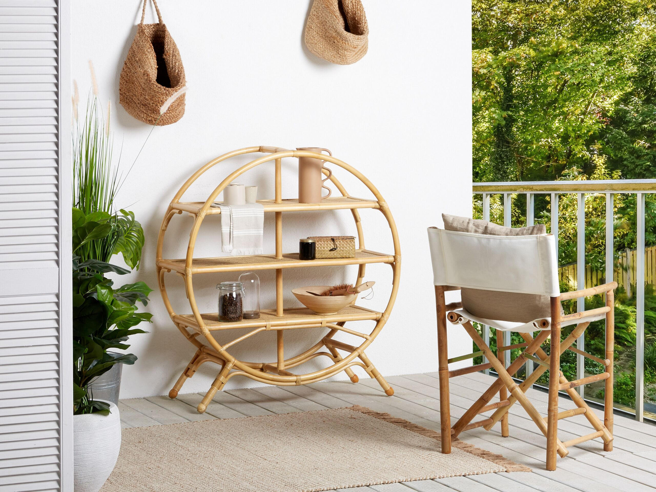 REGAL 3 Fächer Tuvalu II - Naturfarben, Naturmaterialen (100/109/42cm) - Beliani