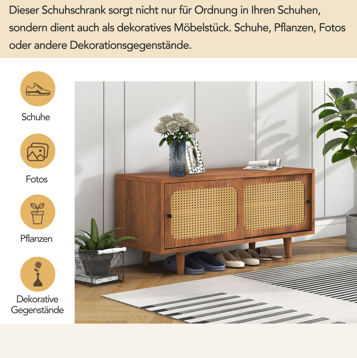 SCHUHSCHRANK 104/48/40 cm Walnuss aus Spanplatte mit 2 Türen - Walnussfarben, Holzwerkstoff (104/48/40cm) - OKMYHOME