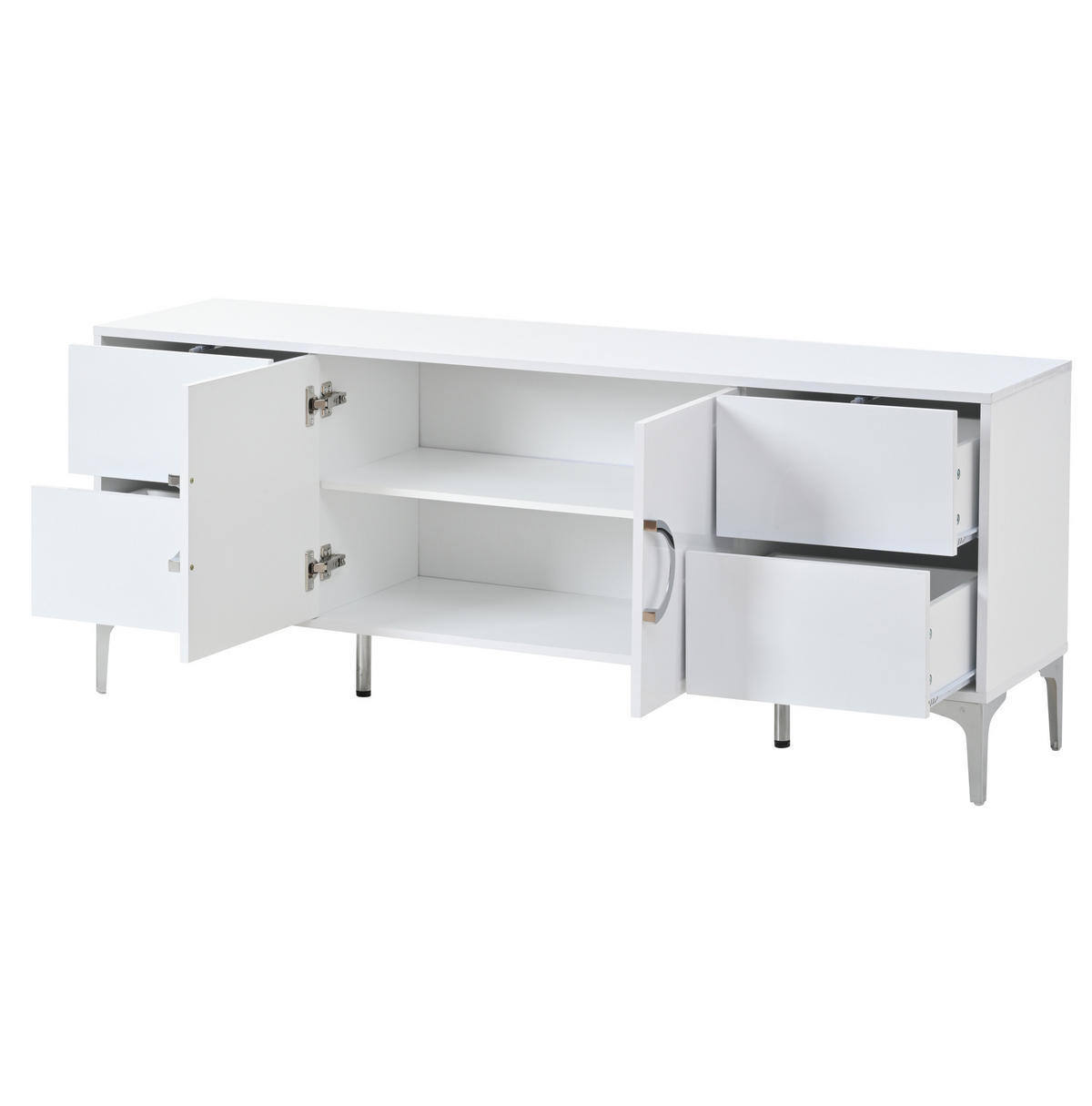 SIDEBOARD 150/38/59.5 cm Weiß aus MDF Hochglanz - Weiß, Holzwerkstoff (38/59.5/150cm) - OKMYHOME