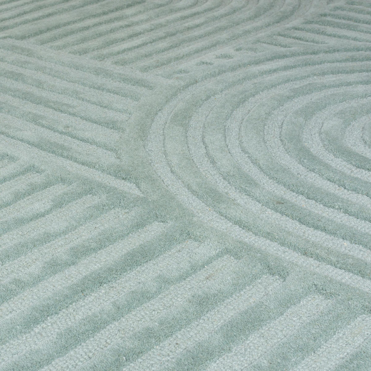 TEPPICH aus Wolle LEVEN in Entenei-Blau, geometrisch, 200 x 290 cm - Blau, Textil (200/290cm) - KADIMA DESIGN