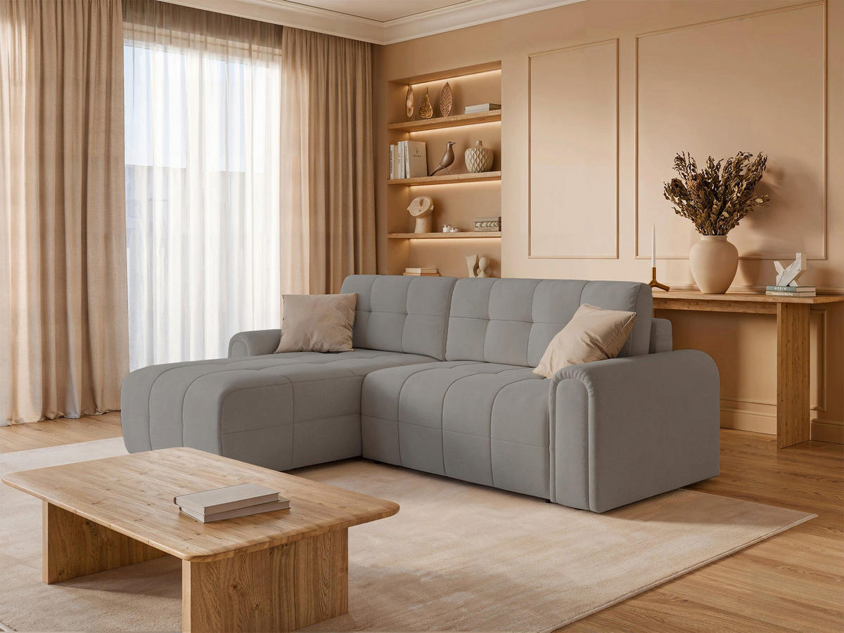 ECKSOFA Simolla Greige links - Taupe/Schwarz, Kunststoff/Textil (268/180cm) - Selsey