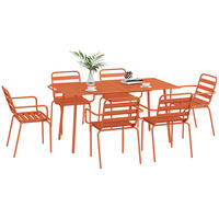 GARTENTISCHGRUPPE DE-18091 7-teilig, stapelbar Rot - Rot, Metall - ComfortXL