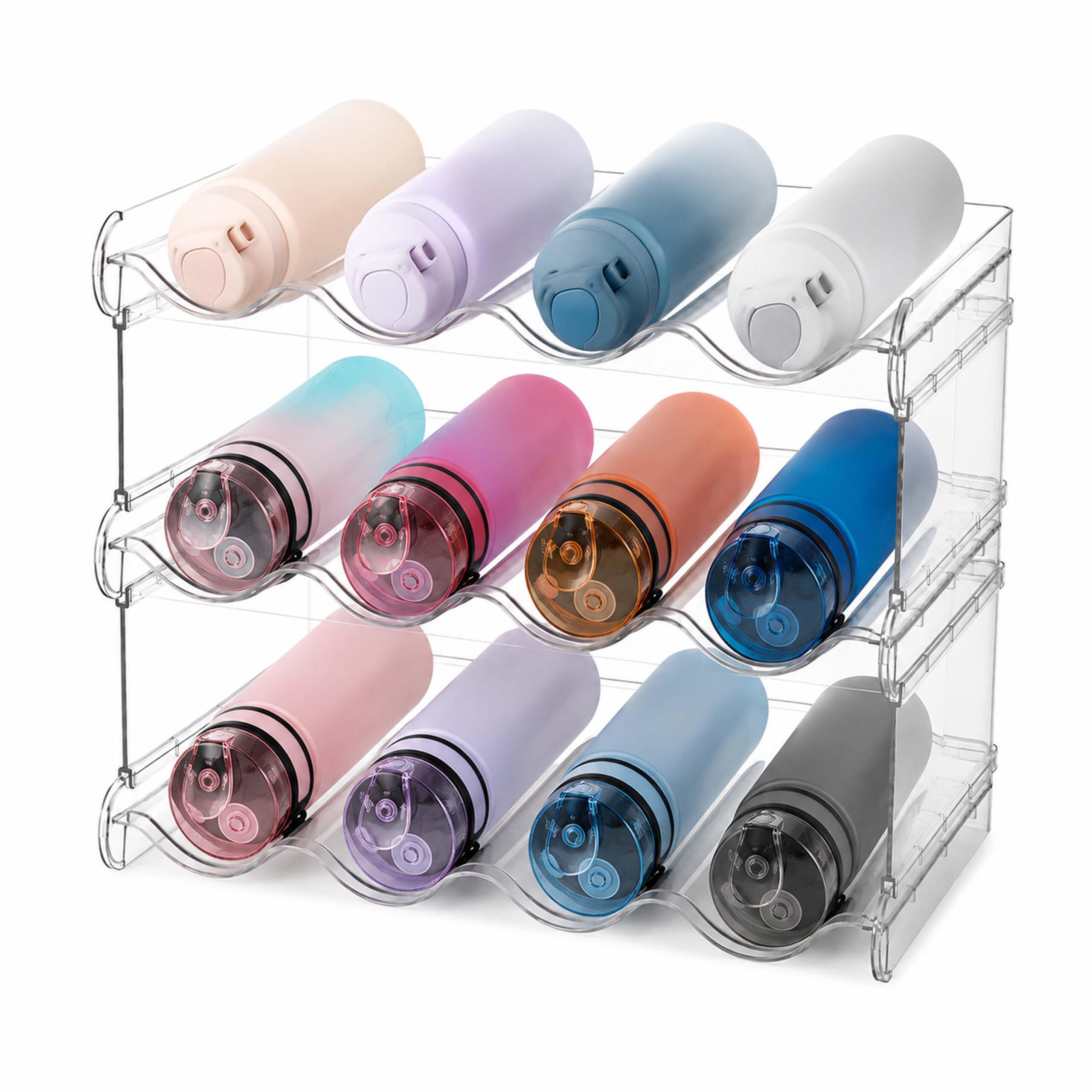 FLASCHENREGAL Transparent stapelbar Kunststoff PET 12 Flaschen - Transparent, Kunststoff (38.5/26/20cm) - Relaxdays