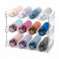 FLASCHENREGAL Transparent stapelbar Kunststoff PET 12 Flaschen - Transparent, Kunststoff (38.5/26/20cm) - Relaxdays