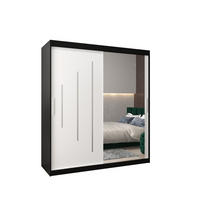 SCHWEBETÜRENSCHRANK 200/180/62 2-türig - Silberfarben/Schwarz, Holz/Kunststoff (180/200/62cm) - Abiks Möbel