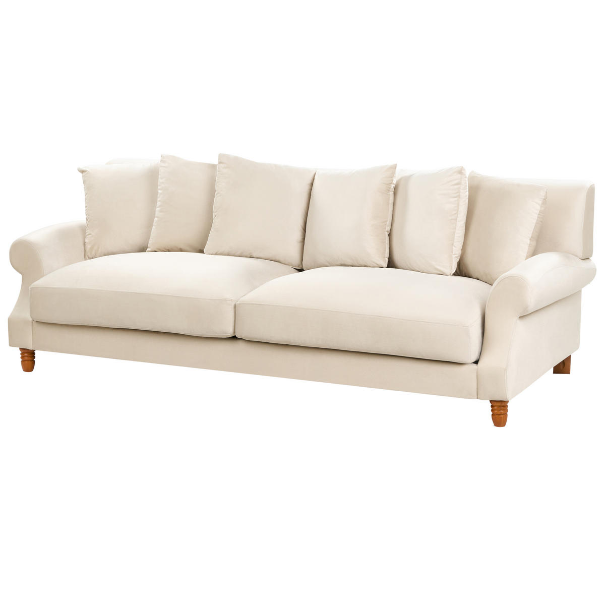 3-SITZER-SOFA Samtstoff cremeweiß Eike - Dunkelbraun/Weiß, Textil (229/82/102cm) - Beliani