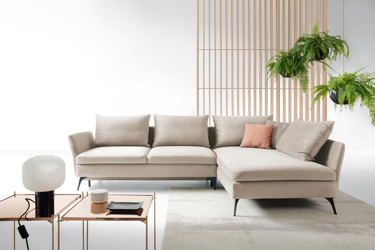 ECKSOFA Demisbal Beige mit Bettkasten - Beige, Textil (282/182cm) - Selsey