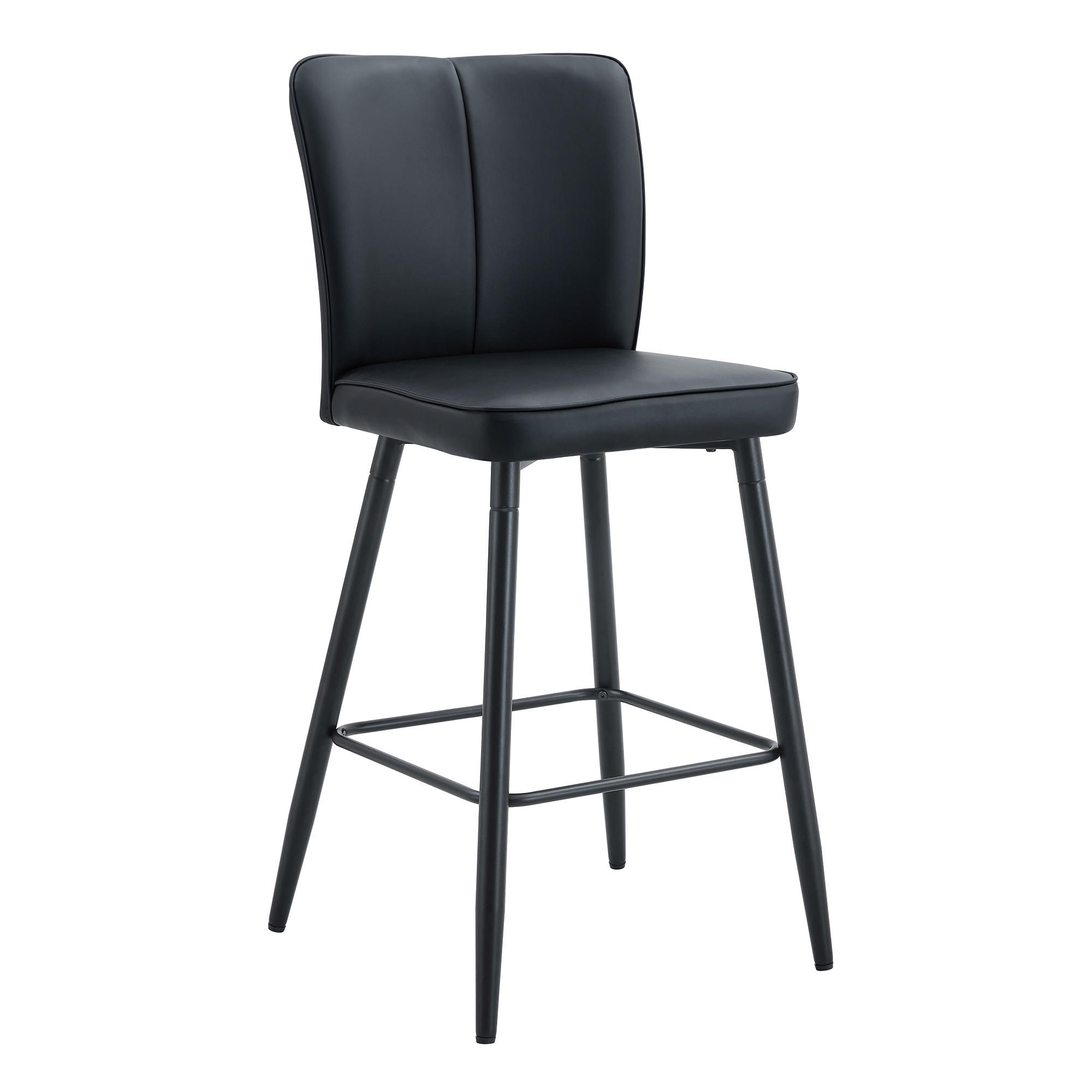 BARHOCKER DE-36530 2er Set mit PU-Bezug und Metallbeinen Schwarz - Schwarz, Metall (44/101/44cm) - ComfortXL