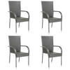 GARTENSTÜHLE Stapelbar 4 Stk. Grau Poly Rattan - Grau, Holz (55.5/95/53.5cm) - furnicato