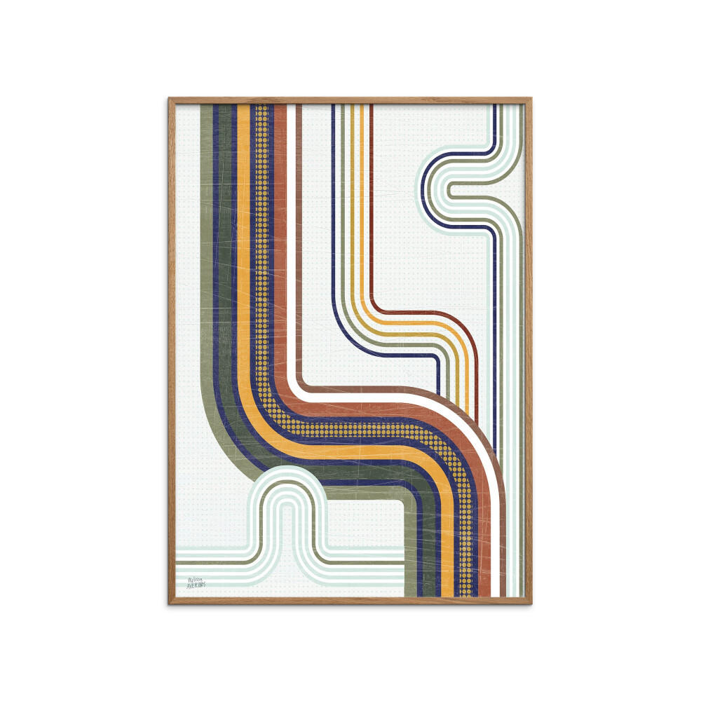 POSTER mit Rahmen Wild Apple - Retro Subway II - Eichefarben/Multicolor, Holz/Papier (50/70cm) - Poster&Frame