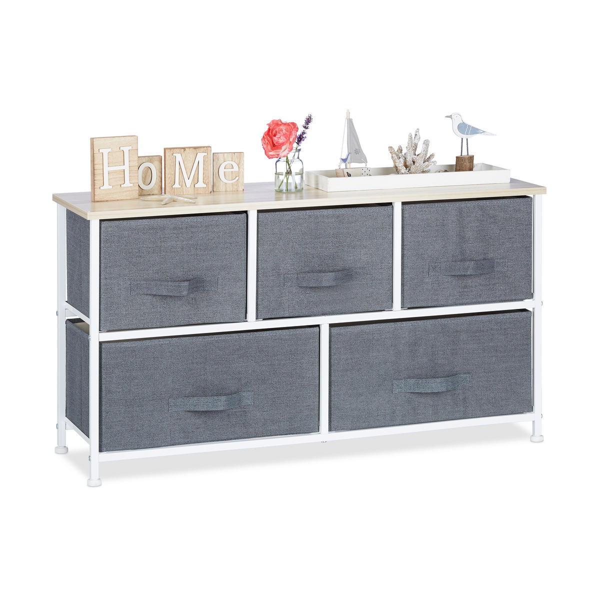 REGALSYSTEM - Grau, Holzwerkstoff/Textil (100/54.5/30cm) - Relaxdays