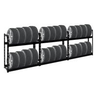 REIFENREGAL Tiger 3er-Set mit 3x 100x110x35 cm 150 kg Fachlast bis zu 24 Reifen mit Ebenen Schwarz - Schwarz, Metall (330/100/35cm) - PROREGAL