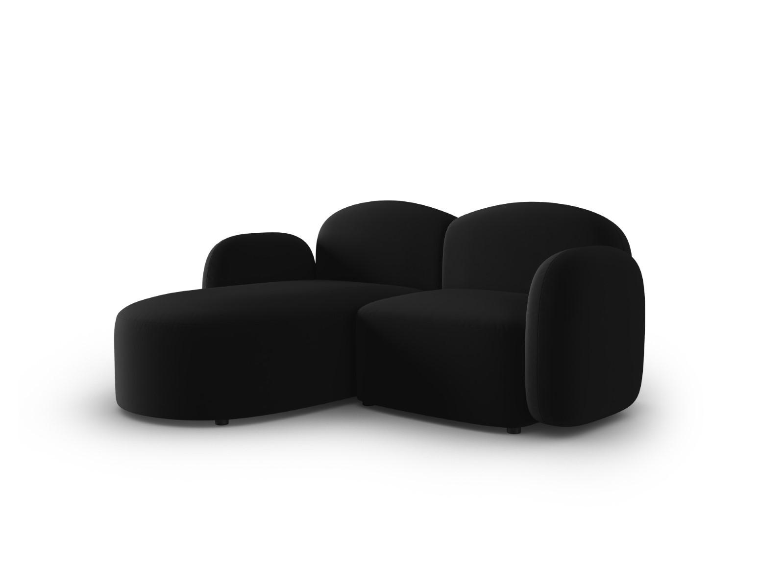 ECKSOFA links Blair aus Samt schwarz 3 Sitzplätze - Schwarz, Textil (155/194cm) - Micadoni