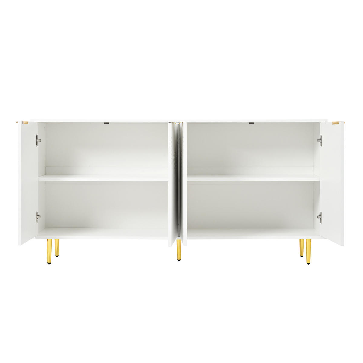 SIDEBOARD 160/40/80 cm mit 4 Türen, verstellbaren Einlegeböden und Soft-Close aus MDF und Spanplatte, Weiß - Weiß, Holzwerkstoff (160/80/40cm) - Redom
