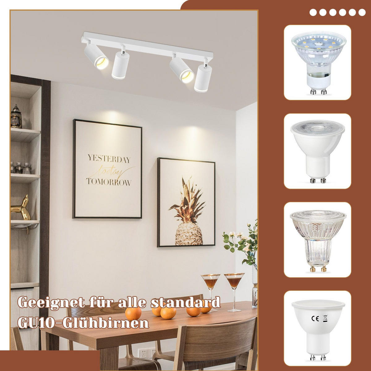 STRAHLER Achim 4-flammig 58/5/17 cm - Weiß, Metall (58/5/17cm) - Nettlife