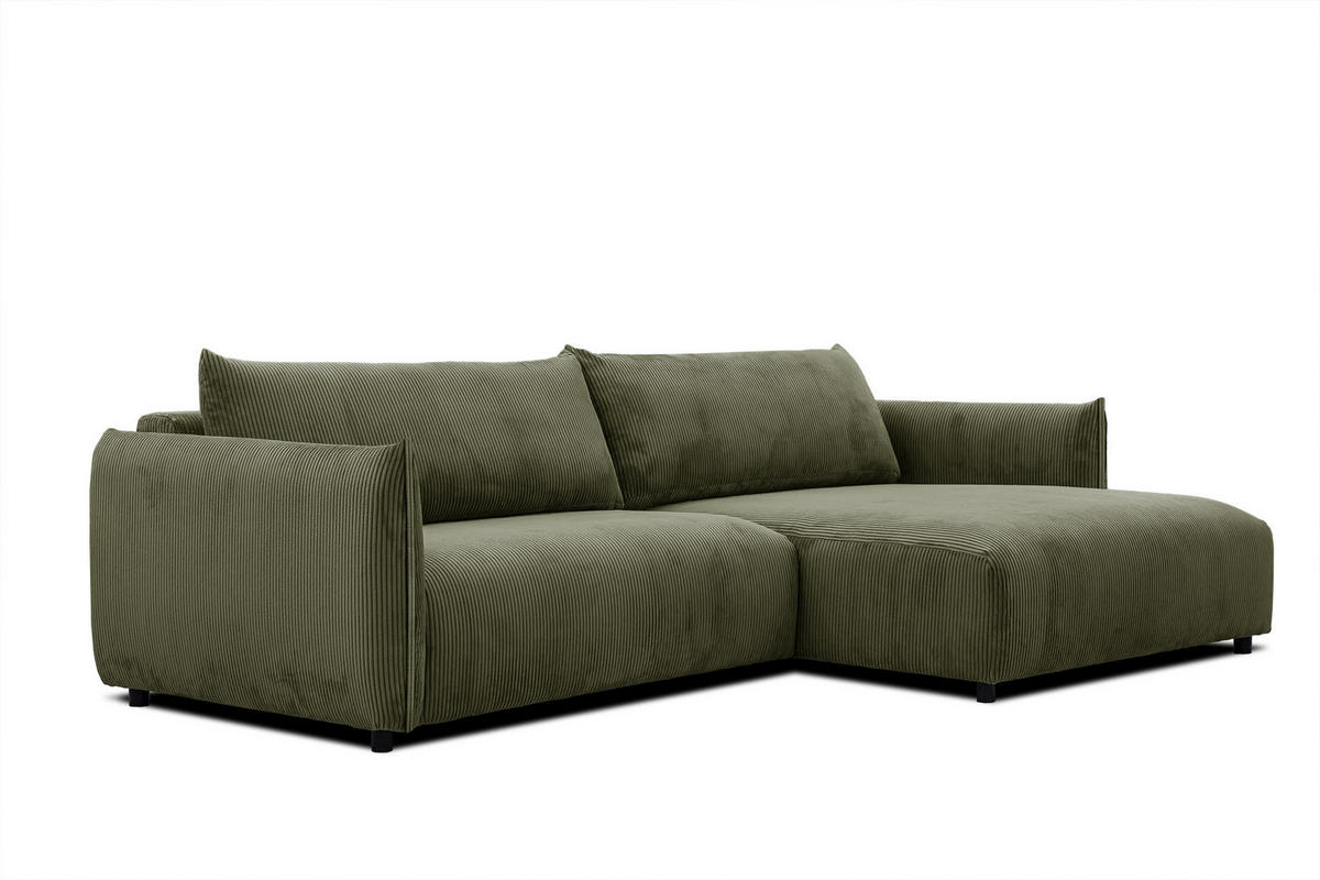 ECKSOFA TAUER 5-Sitzer, olivgrün - Schwarz/Olivgrün, Holzwerkstoff/Kunststoff (292/174cm) - Courtois Laville