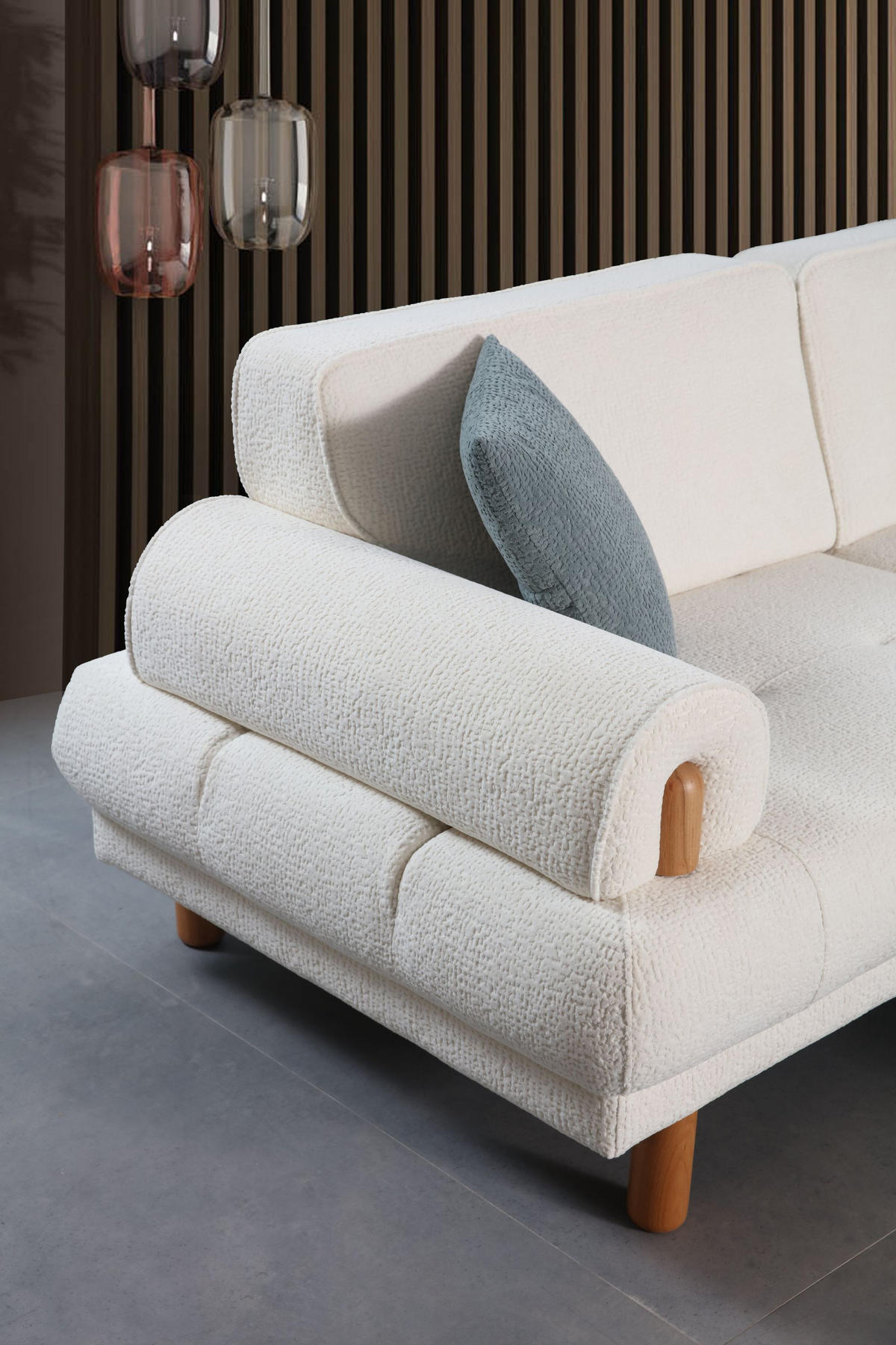 2-SITZER Sofa SADE, Creme - Creme, Leder/Holz (195/85/85cm) - Villa Möbel