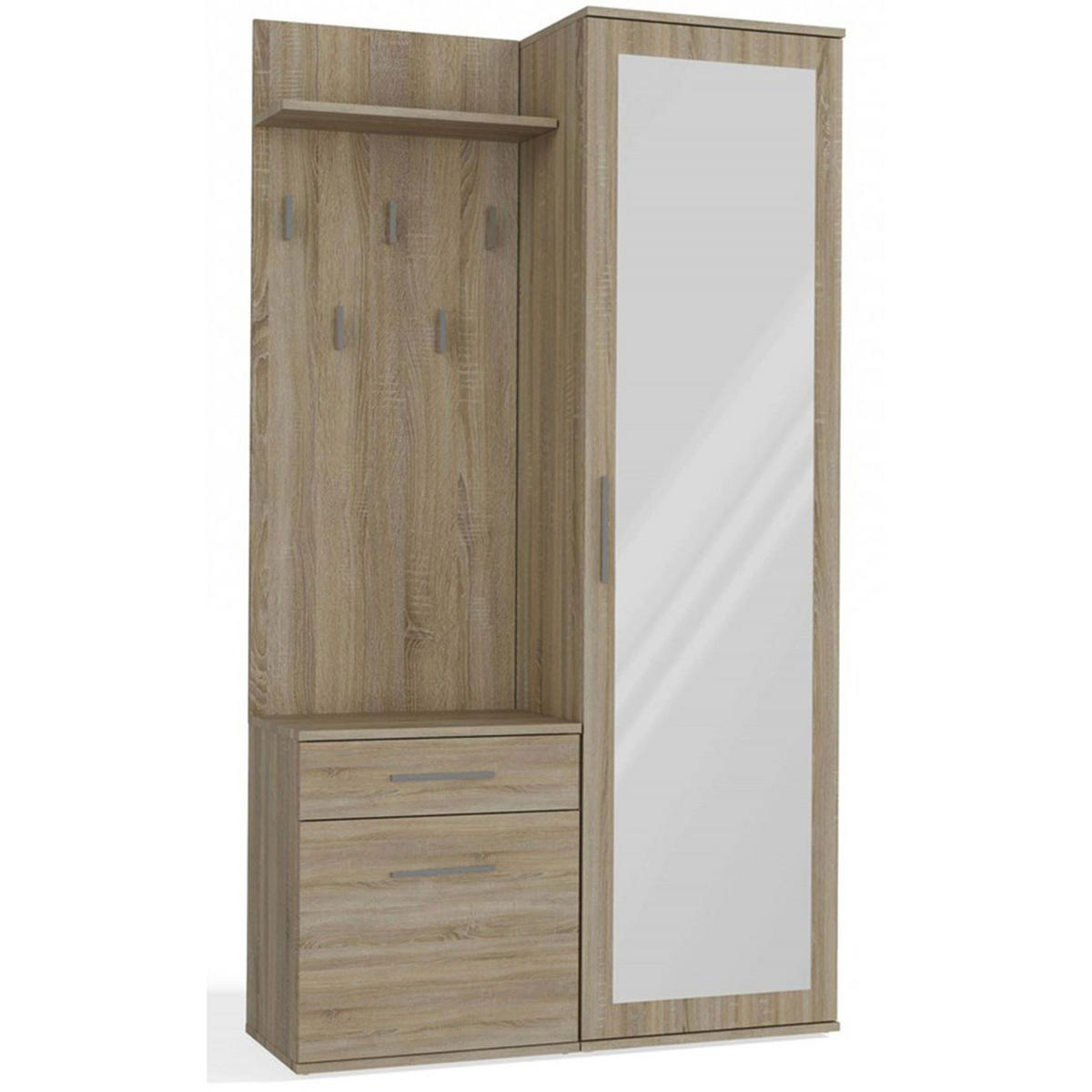 FLURMÖBEL-SET Duvio Eiche Sonoma - Silberfarben/Sonoma Eiche, Holzwerkstoff/Kunststoff (100/35/180cm) - Selsey