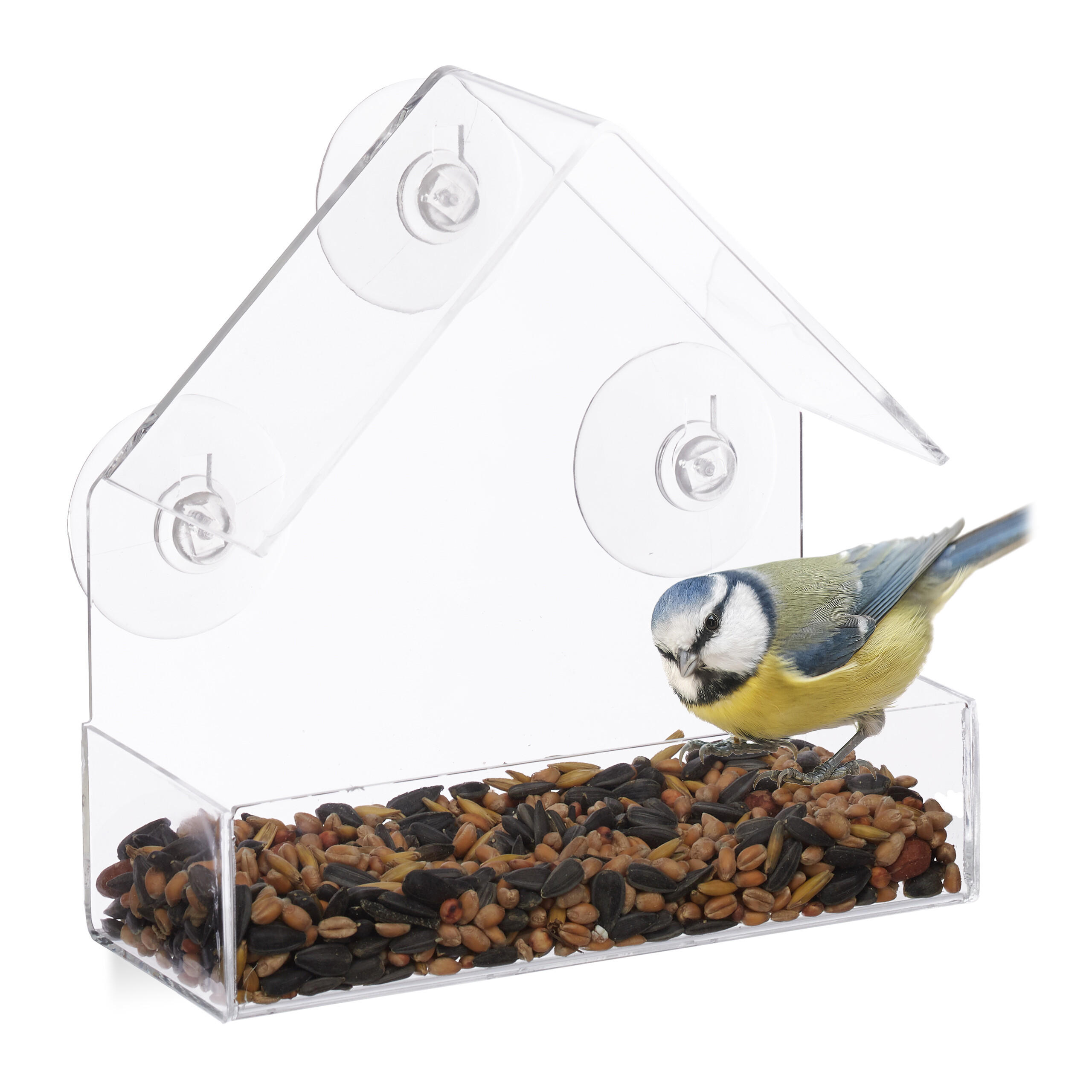 FENSTER-VOGELFUTTERHAUS - Transparent, Kunststoff (15/15/7cm) - Relaxdays