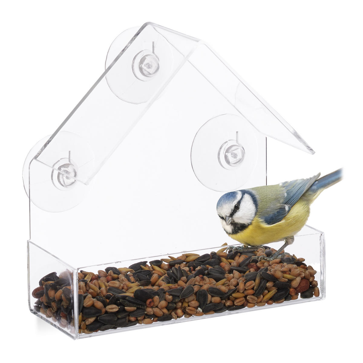 FENSTER-VOGELFUTTERHAUS - Transparent, Kunststoff (15/15/7cm) - Relaxdays