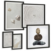 BILDER SET 5er Set - 50x50 cm & 20x30 cm & 40x60 cm Schwarzer Rahmen - Sandsteine moderne Farbe - Schwarz, Kunststoff (40/60cm) - TULUP
