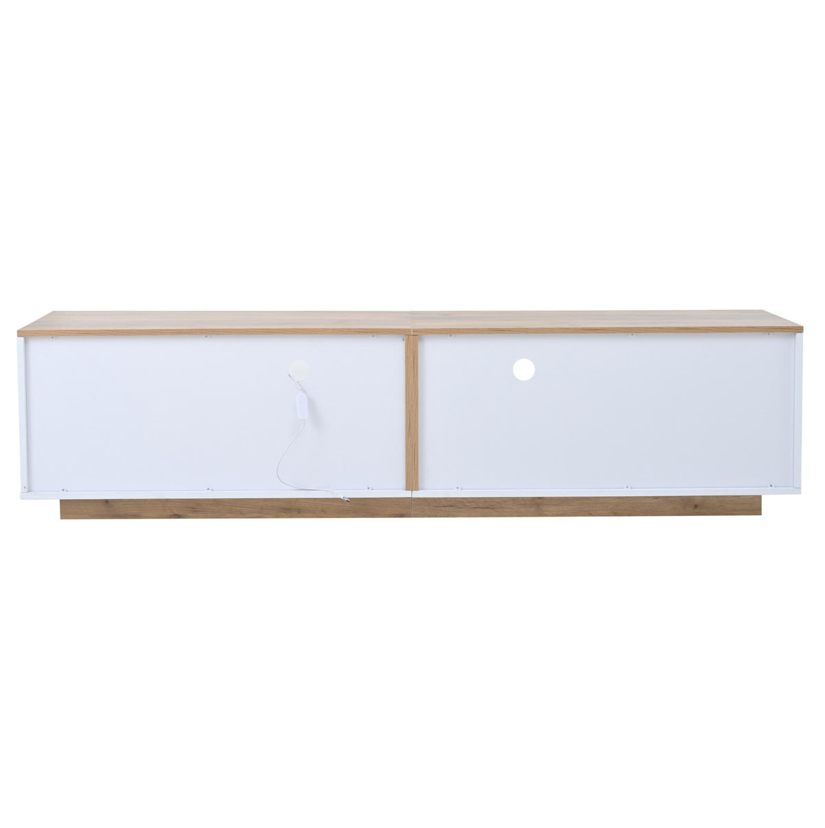 TV-LOWBOARD aus Spanplatte 180x40x46 cm Weiß/Naturholz mit LED-Beleuchtung und Stauraum - Weiß, Holzwerkstoff (180/46/40cm) - IVMEU