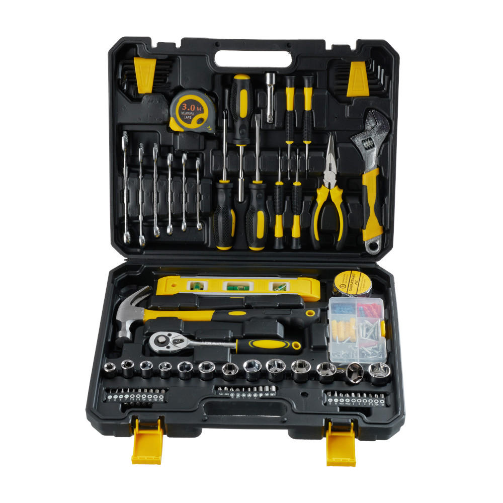WERKZEUGSATZ 108-tlg. in Gelb/Schwarz Haushalts-Werkzeugset im Koffer aus Metall - Gelb, Metall (31/40.5/8cm) - Livingandhome