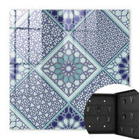 SCHLÜSSELBOX Schwarz 30x30 cm- Türöffnung nach rechts - Geometrisches Muster - Blau, Metall (30/30/5cm) - TULUP
