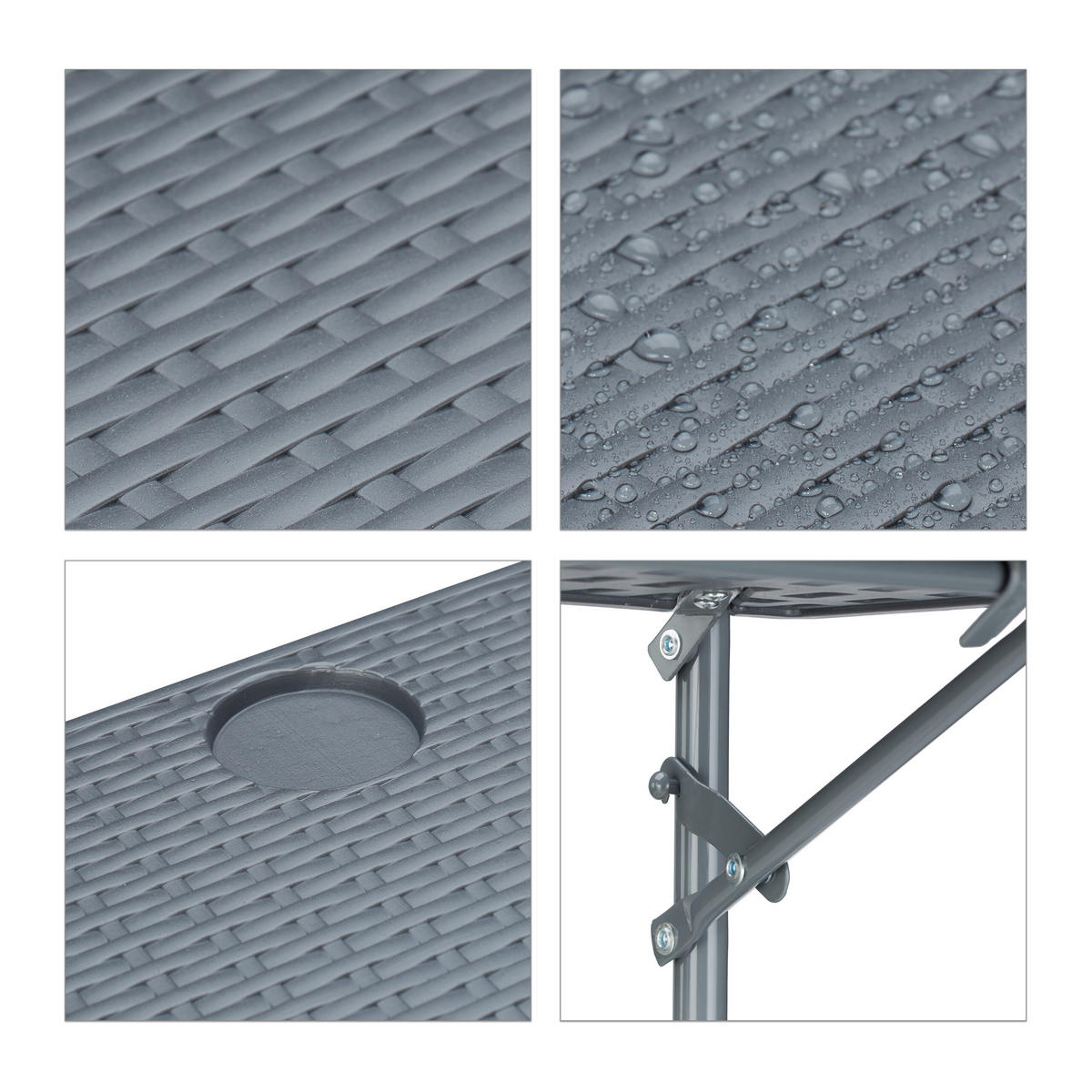 BALKONHÄNGETISCH - Grau, Kunststoff/Metall (63/59.5/84cm) - Relaxdays