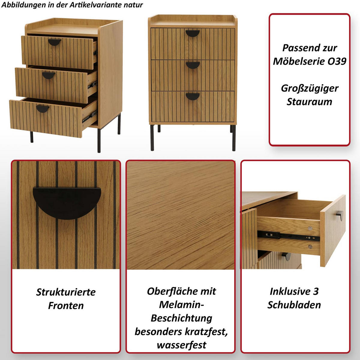 KOMODA Hnědá - hnědá, dřevo (50/77/42cm) - MCW