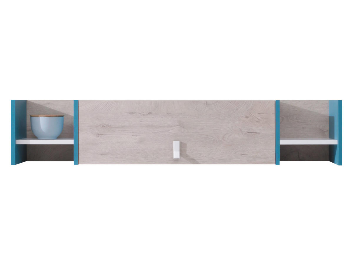 HÄNGESCHRANK Planet 12 - Blau/Eichefarben, Holzwerkstoff (125/25/24cm)