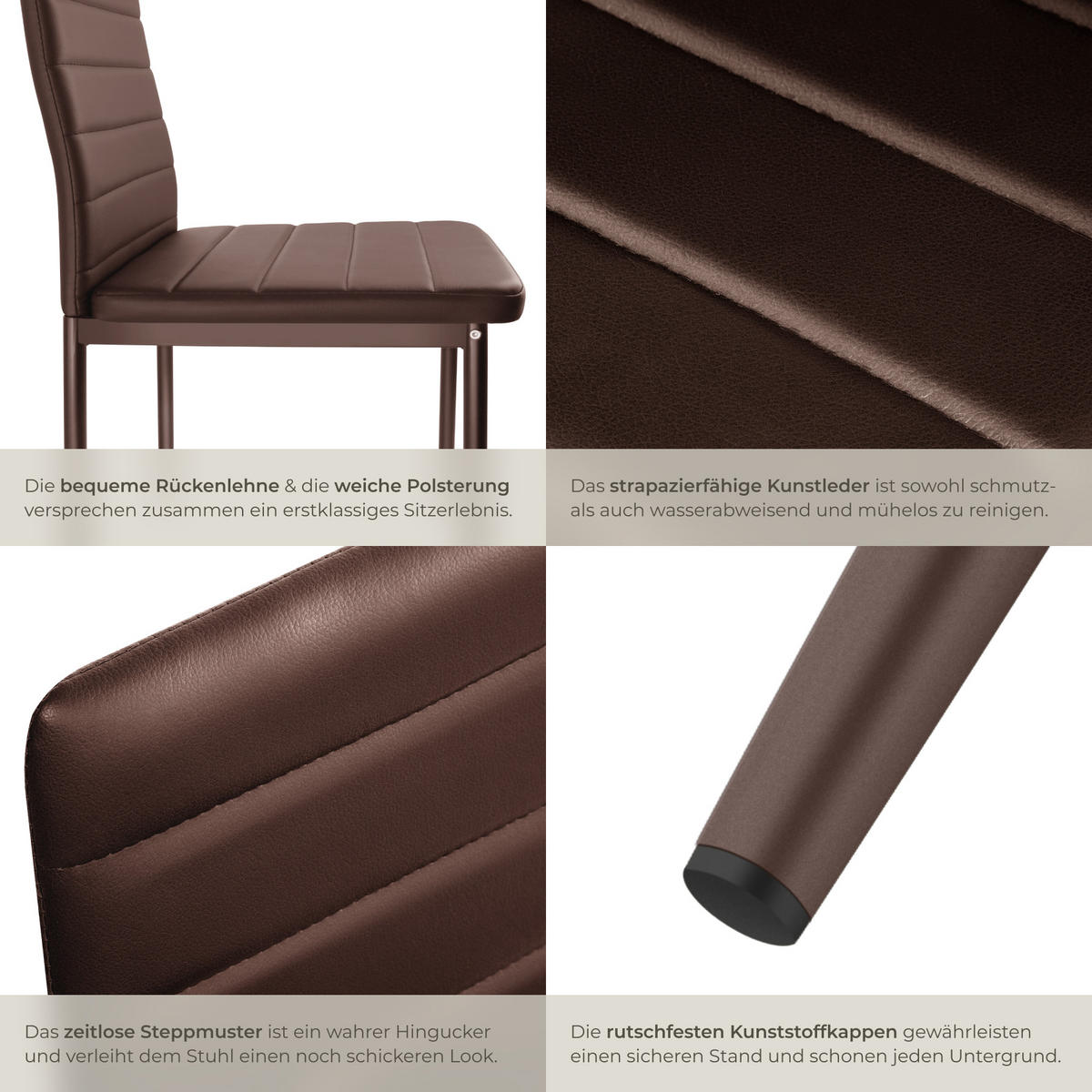 ESSZIMMERSTUHL 6er Set Thomas 41 x 45 x 98 5 cm cappuccino - Cappuccino, Textil (48/98.5/45cm) - tectake