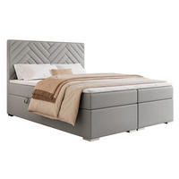 BOXBETT NEREA 200/200 cm mit Matratze und Topper, Grau - Grau, Textil (200/200cm) - Idohome