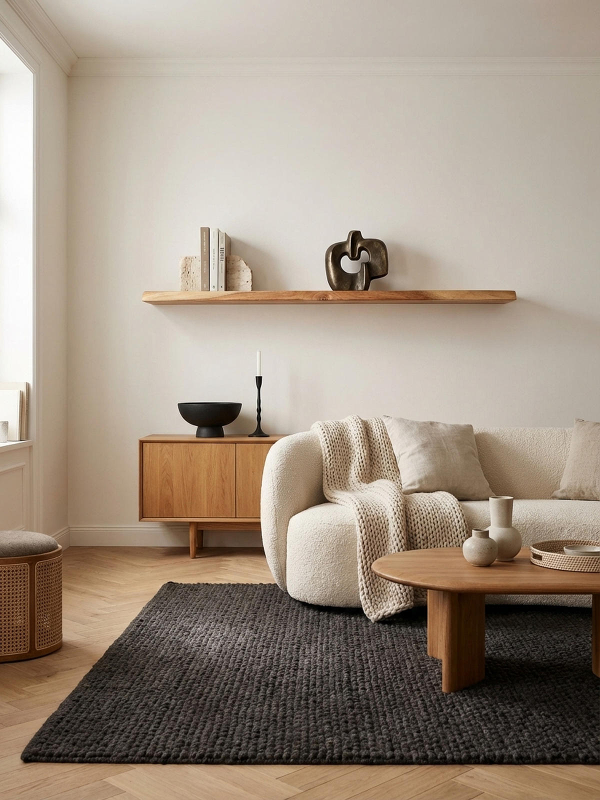 WANDREGAL Akazienholz Baumkante Rustikal, Beige 115x25x4 cm - Beige, Holz (115/4/25cm) - KADIMA DESIGN