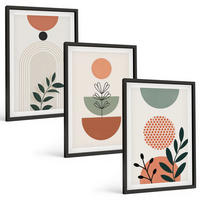 BILDER SET 3er Set - 40x60 cm Schwarzer Rahmen - Moderne Pflanzenmotive - Schwarz, Kunststoff (40/60cm) - TULUP