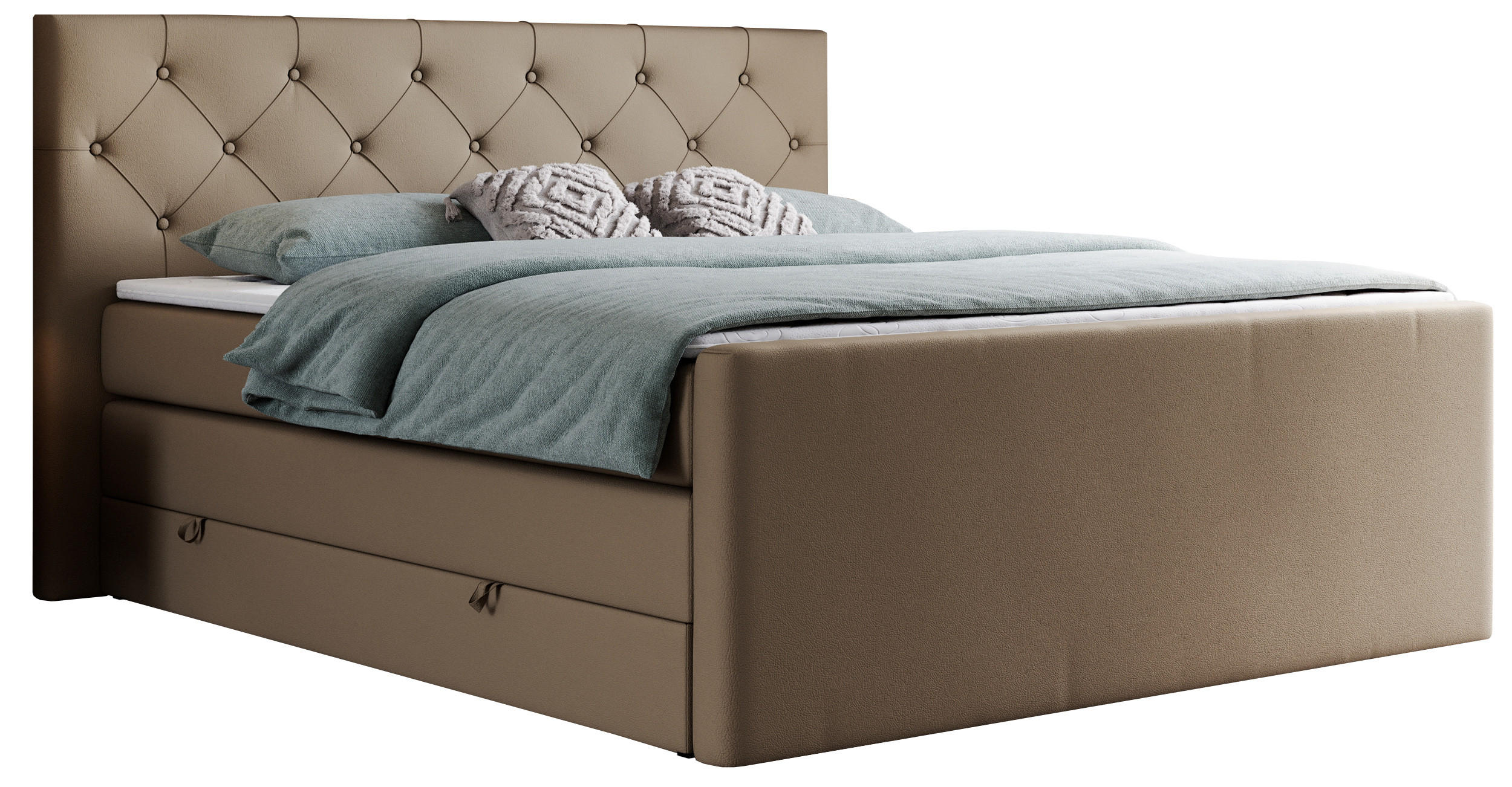 BOXSPRINGBETT KING VELEN 180/200 Braun Kunstleder - H3 - Braun, Holz/Textil (180/200cm) - MKS