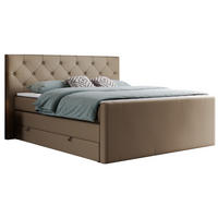 BOXSPRINGBETT KING VELEN 200/200 Braun Kunstleder - H3 - Braun, Holz/Textil (200/200cm) - MKS
