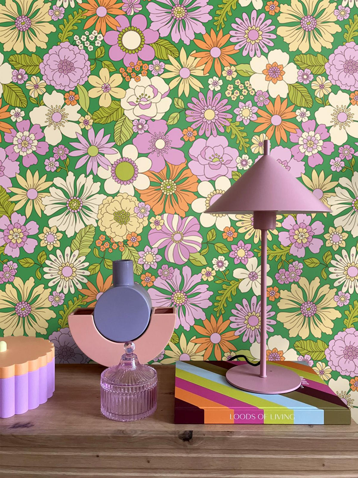 TAPETE Retro Blumen 50 x 900 cm - Grün, Papier (50/900cm) - ESTAhome