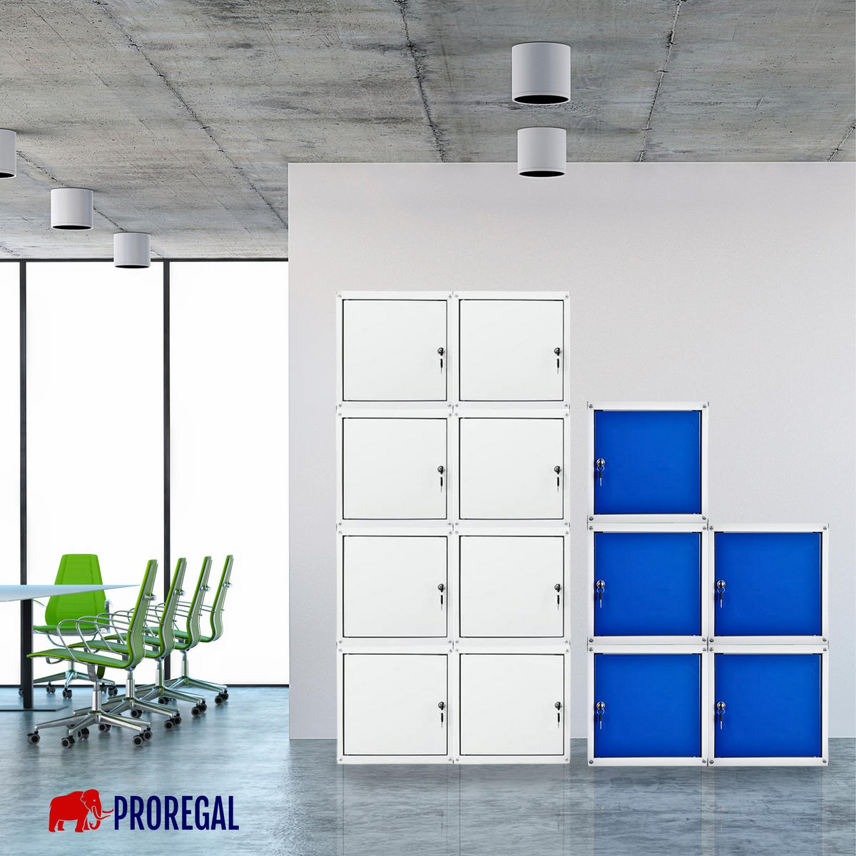 SCHLIESSFACHWÜRFEL Cubic 5er-Set 35x35x35 cm Grau-Blau - Blaugrau, Metall (105/70/35cm) - PROREGAL