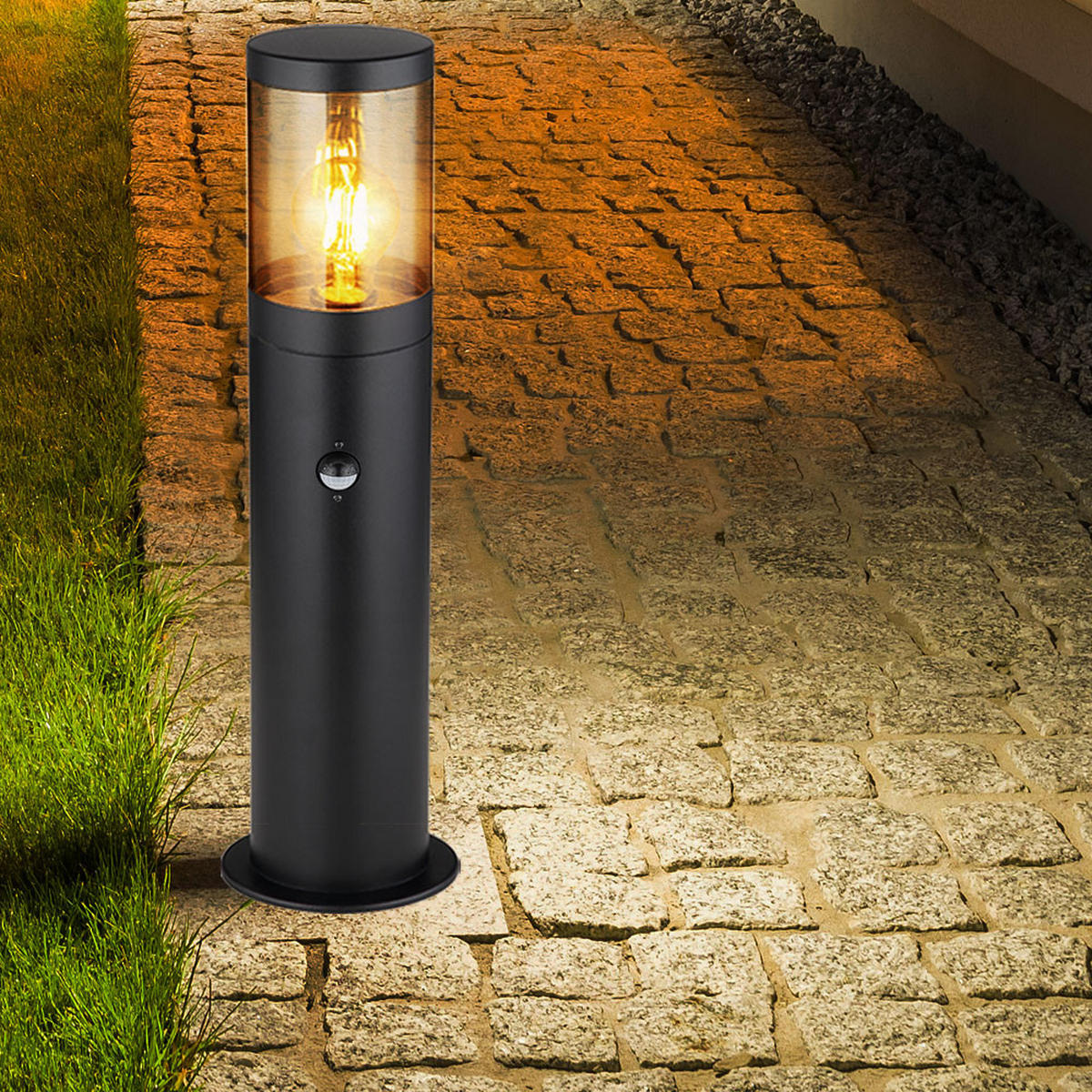 LED WEGELEUCHTE XELOO Schwarz Edelstahl - Schwarz, Metall (10.2/10.2/50cm) - Globo Lighting